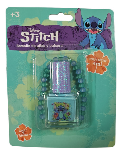 Set De 2 Piezas Esmalte De Uñas Y Pulsera Niñas Licencias Stitch 69