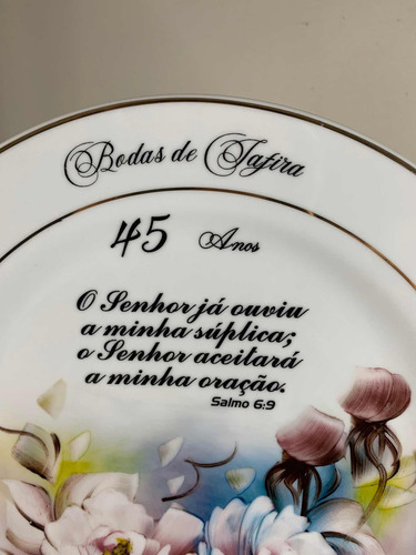 Prato De Louça 25 Cm Bodas De Safira 45 Anos