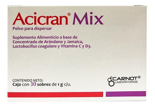 Acicran Mix Carnot Suplemento Alimenticio C/30 Sobres Polvo 