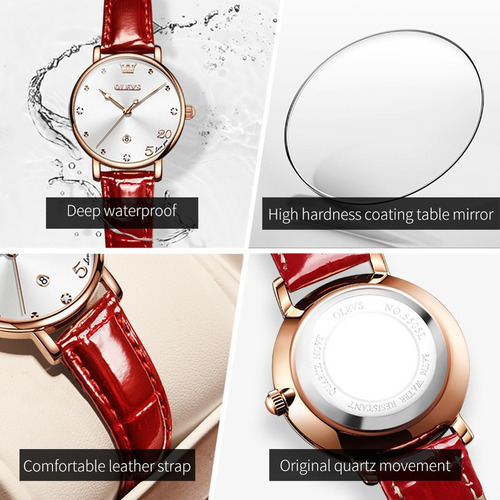 Reloj De Cuarzo Simple Olevs Calendar Diamond
