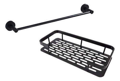 Kit Accesorios Para Baño 2 Piezas Acero Inox Negro
