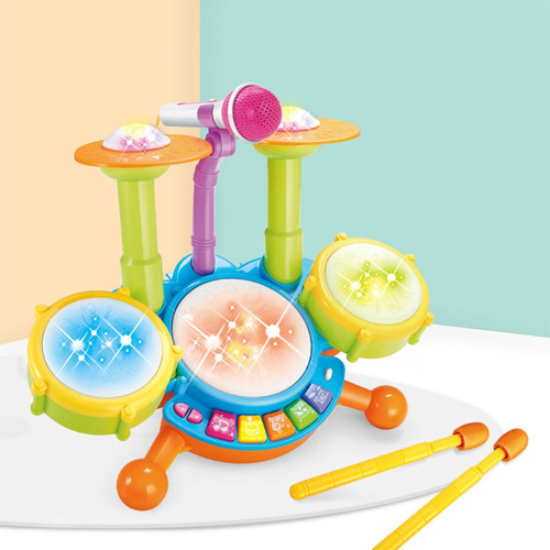 Juego De Batería Para Niños Con Baquetas Y Micrófono,