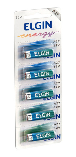 Imagem 1 de 4 de 5 Pilha 27a 12v A27 Alcalina Elgin Controle Alarme Portão