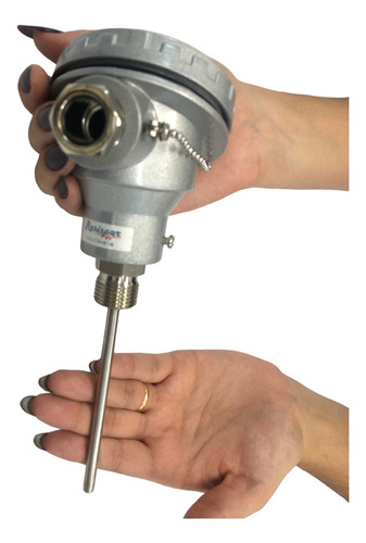 Termopar Pt100 Sensor 3 Fios Cabeçote Rosca 1/2 Bsp H 9 Cm