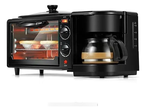 Máquina De Desayuno 3 En 1 Con Horno Freidora Y Cafetera