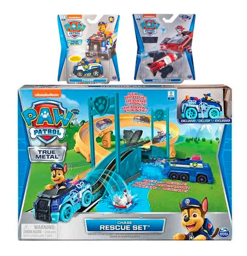 Kit Paw Patrol Pista Rescate De Chase Mas 2 Carritos