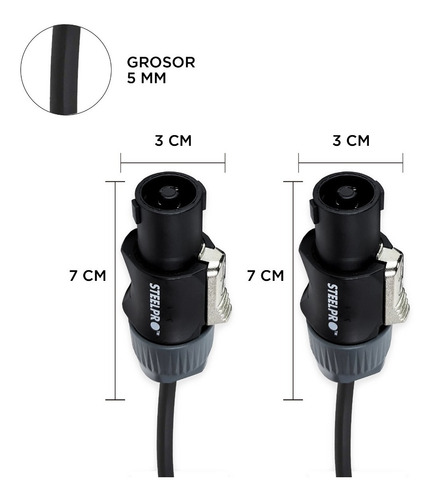 Imagen 5 de 5 de Cable Audio Conector Speakon Macho A Macho 10m Steelpro