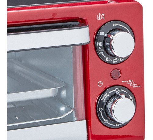 Imagen 3 de 4 de Horno Tostador Oster Rojo 10 Litros - H1310