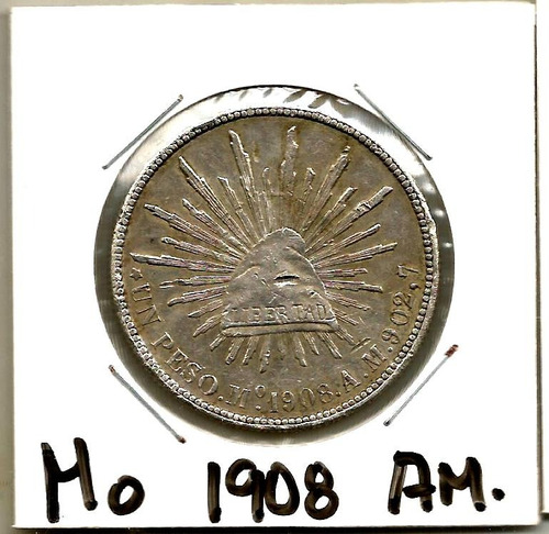 Moneda De Plata Un Peso Porfiriano 1908  Mexico