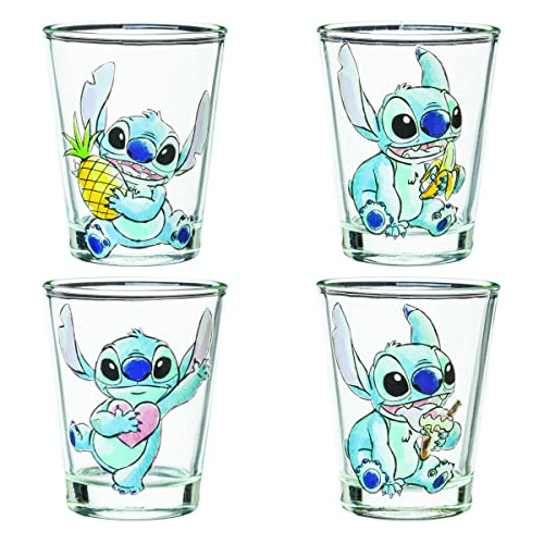 Juego De 4 Mini Vasos De Vidrio De Lilo And Stitch, 1.5...