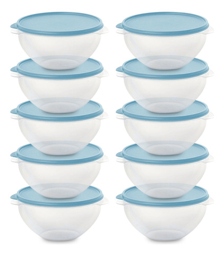 Conjunto 10 Plasticos Multiuso Freezer Microondas Cor Azul
