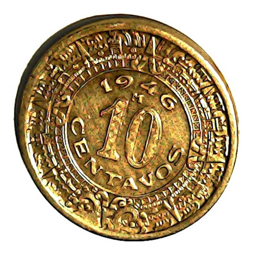 Moneda 10 Centavos 1946 Calendario Azteca Brillo Original