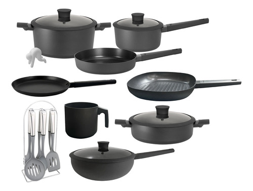 Batería Daily 12 Piezas Utensilios Hudson Color Negro