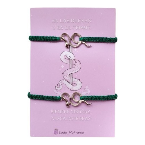 Pulsera Víboras Chisme Amistad/amigas Para Compartir+tarjeta