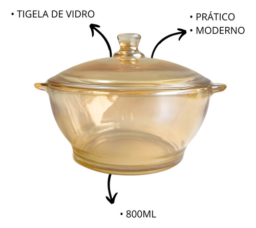 Jogo 5 Tigelas Caçarola De Vidro Com Tampa 800ml Saladeira