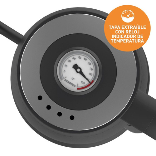 Imagen 7 de 9 de Pava Eléctrica Peabody Barista Con Jarra De Vidrio Y Reloj Color Negro