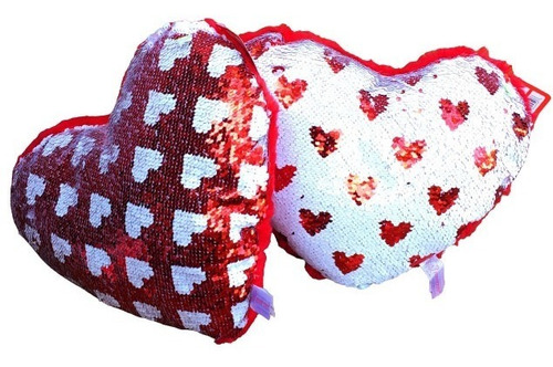 Imagen 1 de 3 de Almohada Corazón Peluche Lentejuelas Mágicas 25x35cm
