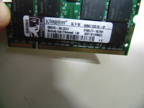 Memória Notebook 1gb Ddr2 Kingston Kvr667d2s5/1g 1.8v (Usado)