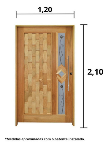 Kit Porta De Madeira Pivotante 210x120cm Batente 14cm