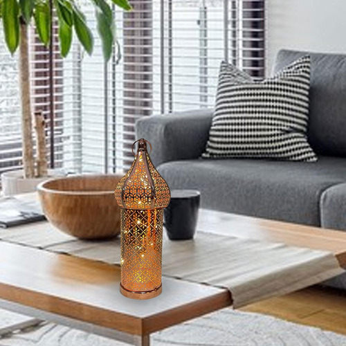 Moderna Lanterna De Mesa Luz Gaiola De M Rosa Dourado M