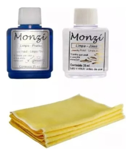 Kit Limpa Prata + Joia Monzi 35ml + 3 Flanelas Mágicas