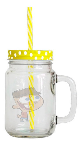 Vaso Vidrio Con Pitillo Dibujos Animados P1 R254