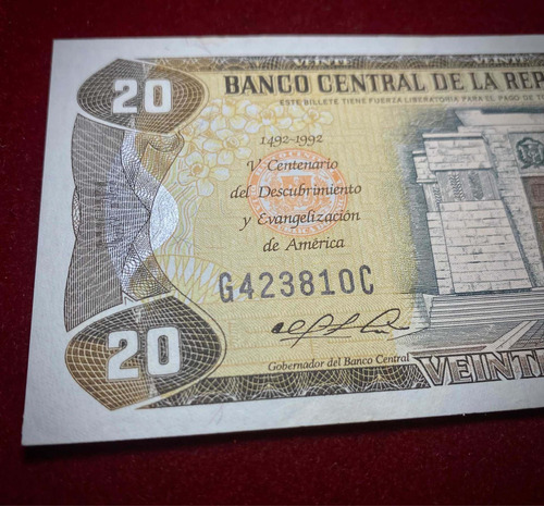 Billete 20 Pesos Oro República Dominicana 1992 Pick 139 Unc