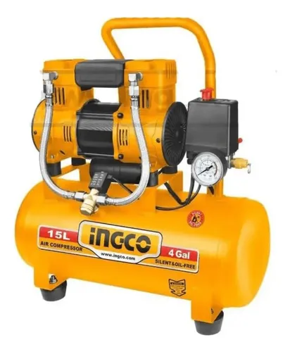 Compresor 15lt 1.5hp Libre Aceite Bajo Ruido Ingco Acs111152 Color Naranja Oscuro Fase Eléctrica Monofásica Frecuencia 50 Hz /60 Hz