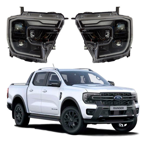 Ópticos Delanteros Tipo Raptor Ford Ranger Xl, Xls, Xlt 2024