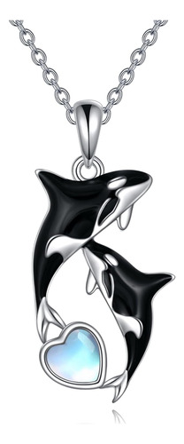 Crmad Collar De Ballena Asesina Orca Para Mujer, Plata De Le