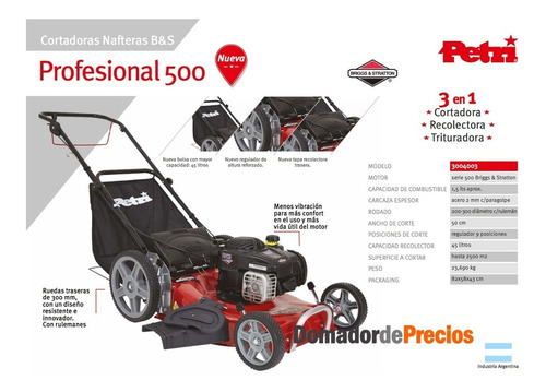 Imagen 2 de 7 de Cortadora De Cesped Petri 5 Hp Motor Briggs Stratton 3 En 1