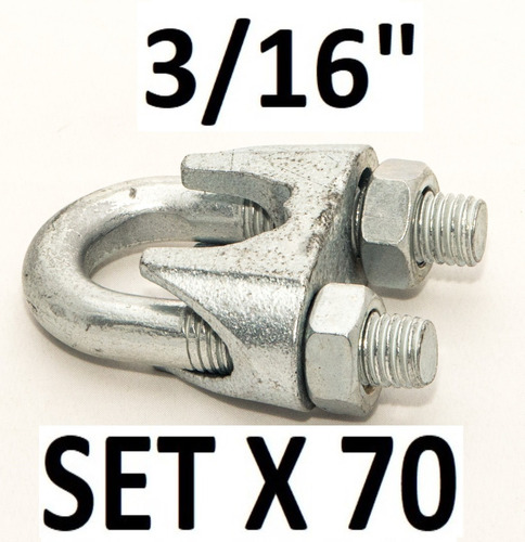 Grampa Prensacable De Acero Galvanizado 3/16  5mm Set X 70u