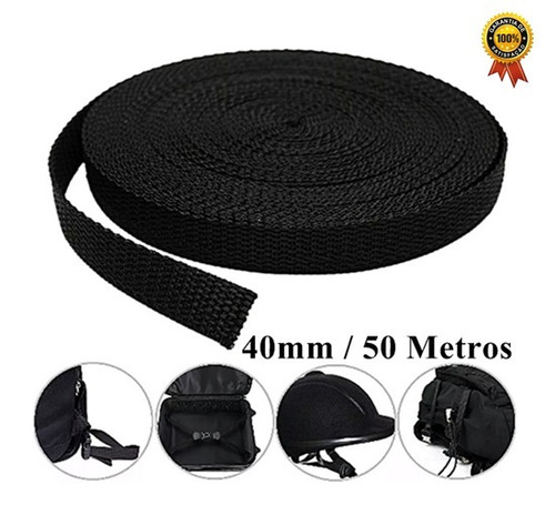 Faixa Alça Cinta 50 Metros 40mm 4cm Preta Ultra