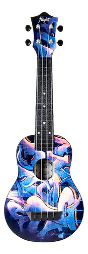 Ukelele Soprano 15 Trastes Con Funda Flight Tus-40 Graffiti Color Azul