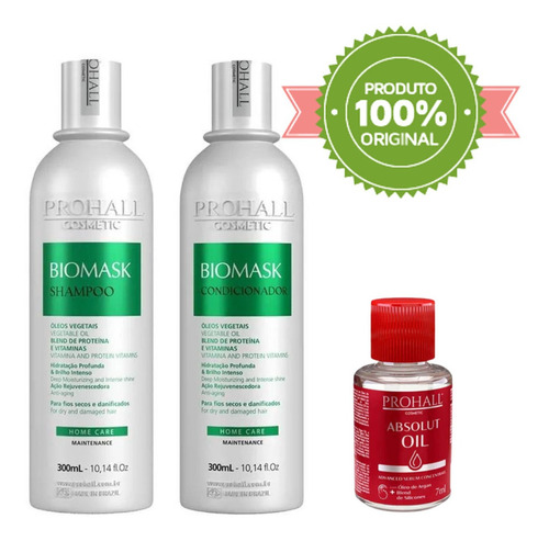 Kit Prohall Shampoo + Condicionador Ultra Hidratante Biomask