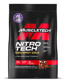 Suplemento en polvo MuscleTech NitroTech 100% Whey Gold 8lb (Libras) - Proteína Chocolate