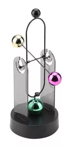 Péndulo de Newton multicolor, material ABS y acero, 9x9 cm, Miscellaneous