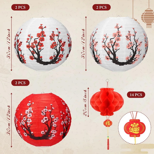 20 Piezas 12 Pulgadas Faroles De /w/ Papel Japoneses Chinos