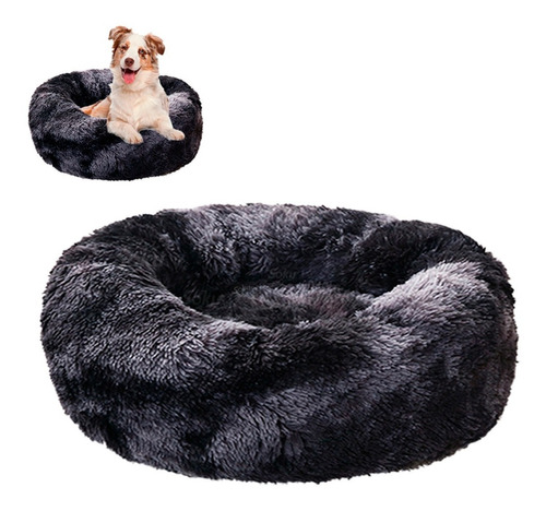 Cama Nido Puff  Felpa Extra Suave Perro Mascota Grande Color Negro