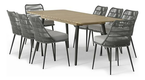 Juego Comedor Exterior Contemporáneo 9 Piezas Gris