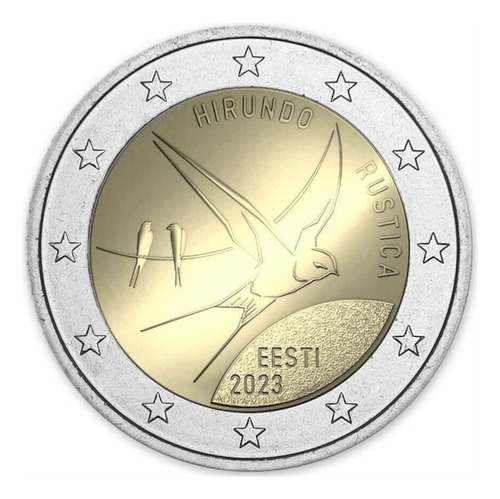Estonia Moeda De 2 Euros Fc 2023 Andorinha Lançamento