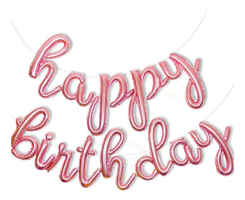 Happy Birthday Globo Metalizado Letras Cursiva 45cm