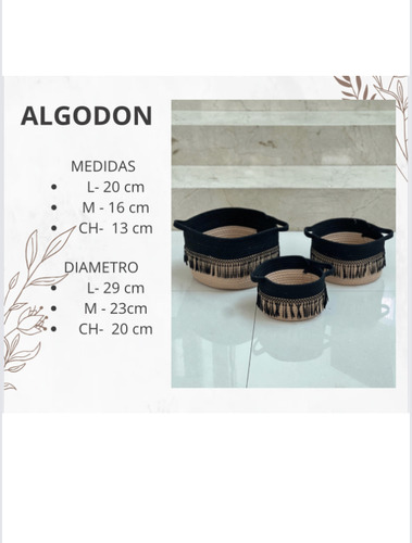Set De 3 Cestos Tejidos De Cuerdas De Algodón Canasta Tejido