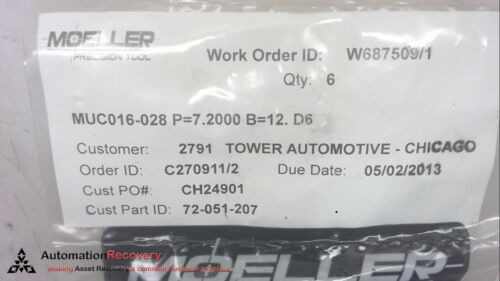 Moeller Precision Tool Muc016-028 P=7.2000 B=12. D6 ,, S Ccf