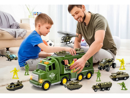 Veículo Militar de Brinquedo 8 em 1 com 6 Modelos de Soldados Verde Toygagade