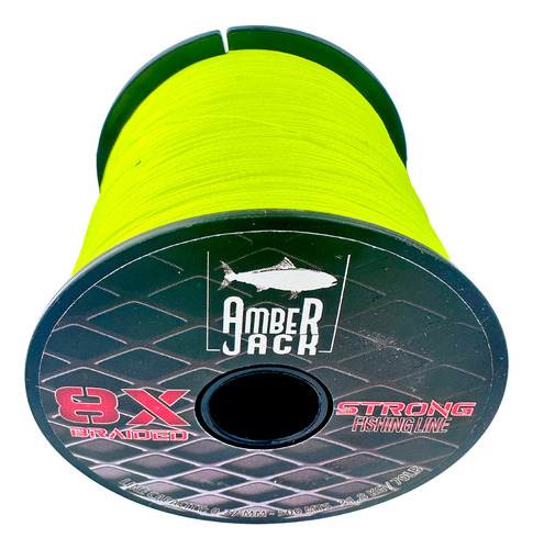 Multifilamento Amberjack 8x Bobina 500 Mts Todas Las Medidas Color Amarillo 0.37 mm - Resistencia 31.8 kg - 70 lbs