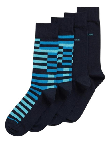 Calcetas Boss De Vestir 2 Pack Largas Azules Hombre Original Azul 5 - 11 Mx