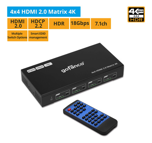 Gofanco Interruptor Matriz Hdmi Yvu Hdr Gestion Edid Control