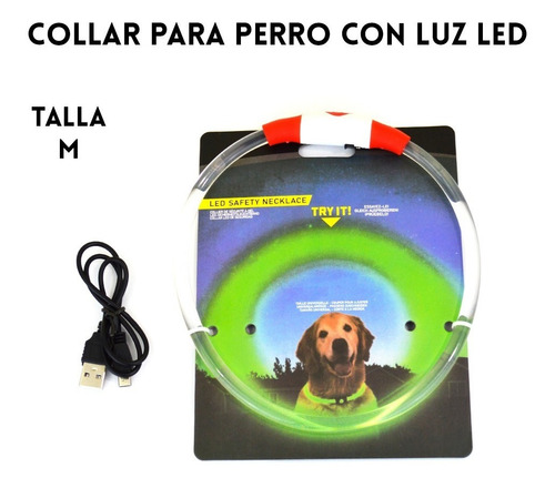 Collar Luminoso Perro Con Luz Led Recargable Usb Brillante