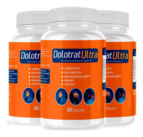 Kit 3x Dolotrat Ultra Colageno Tipo 2 Msm Acido Hialuronico